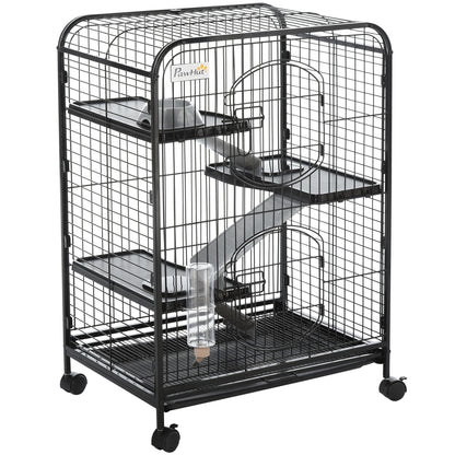 4-Tier Small Animal Cage, Rabbit Ferret Chinchilla Playpen, 24" x 17" x 37" Houses & Habitats Black at Gallery Canada