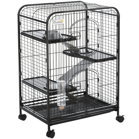 4-Tier Small Animal Cage, Rabbit Ferret Chinchilla Playpen, 24" x 17" x 37" Houses & Habitats Black at Gallery Canada