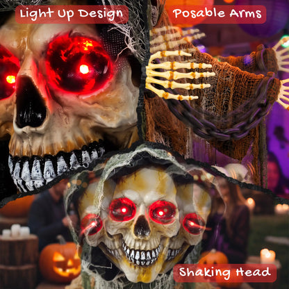 5.6 Ft Animated Grim Reaper Halloween Animatronic, Moves & Glows