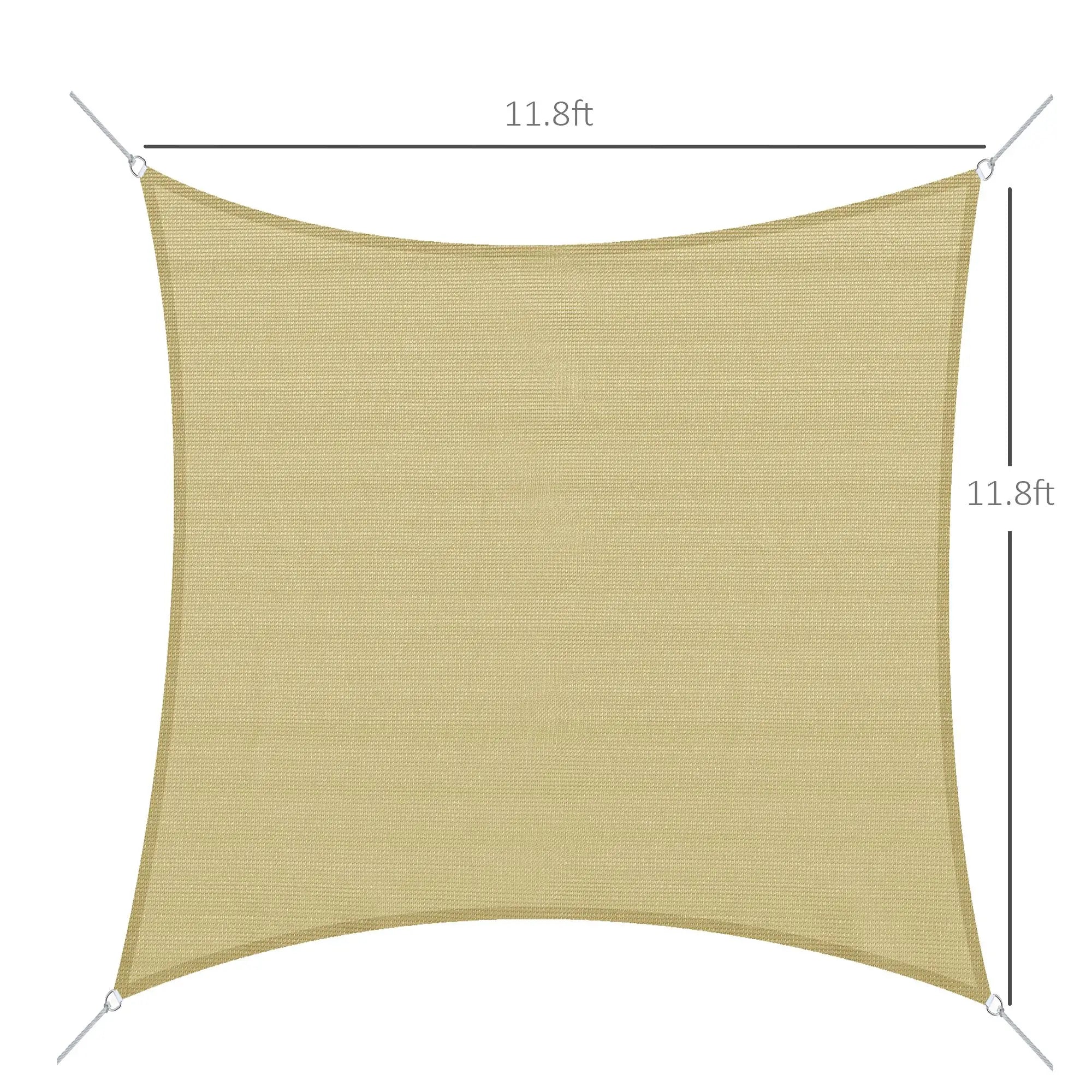 12' Square Sun Sail Shade, UV Protector, Outdoor Patio Cover With Bag, Sand Shade Sails at Gallery Canada