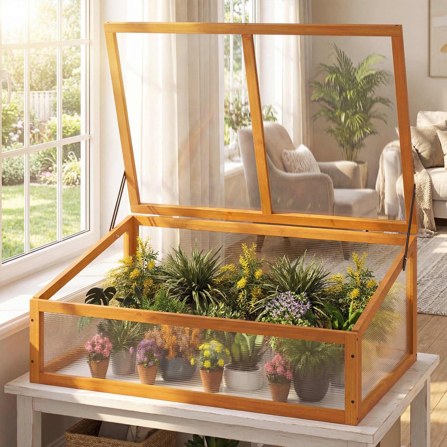 Wood Cold Frame Greenhouse Raised Planter Bed, Orange Greenhouses at Gallery Canada