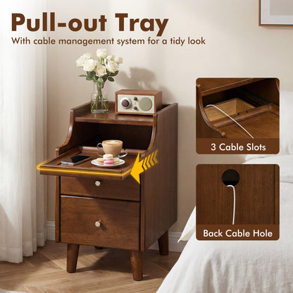 Wood Nightstand Set of 2 with Drawers, Brown Nightstands at Gallery Canada