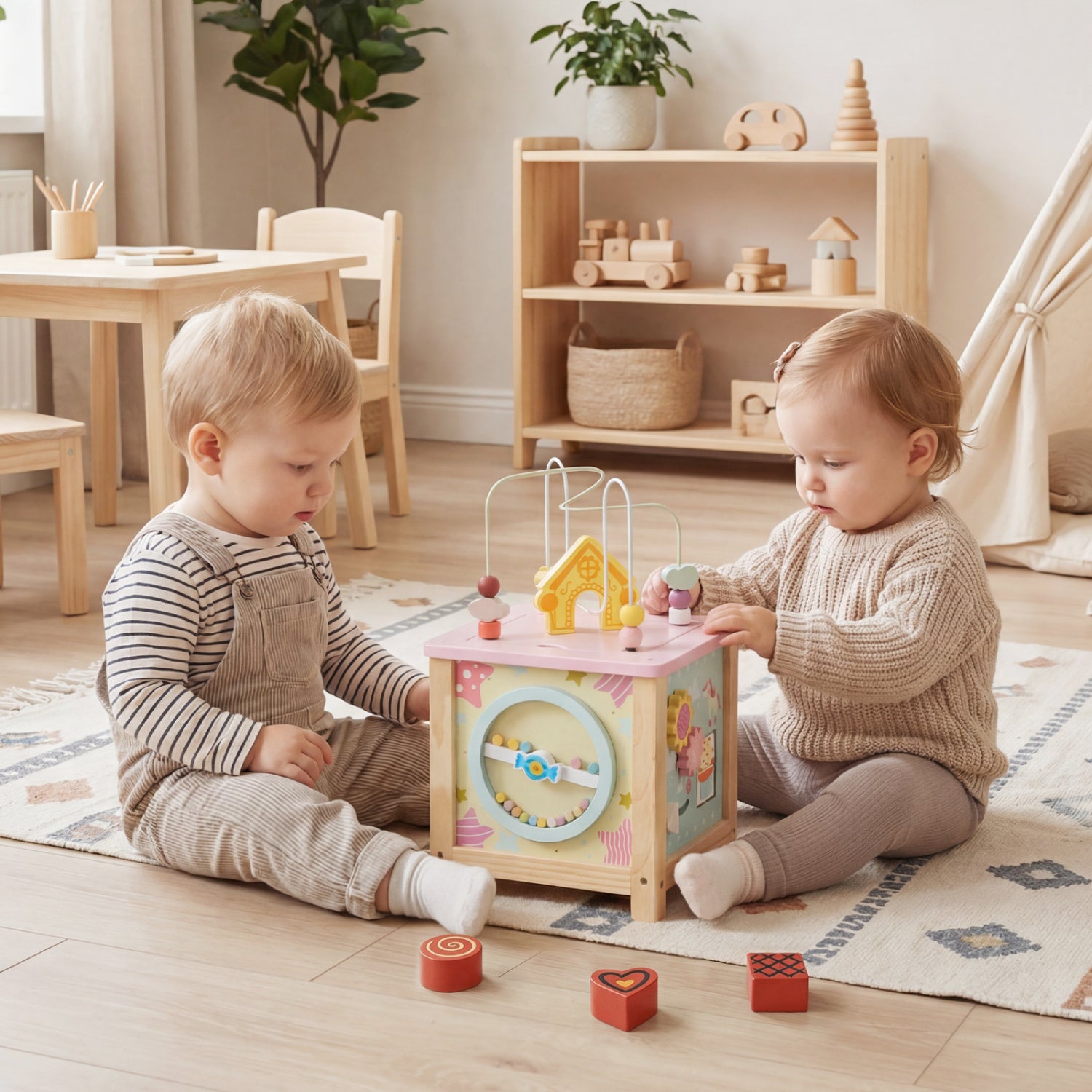 Wooden Activity Cube with Montessori Sensory Toys for 18+ Months Toddlers Learning Toys at Gallery Canada