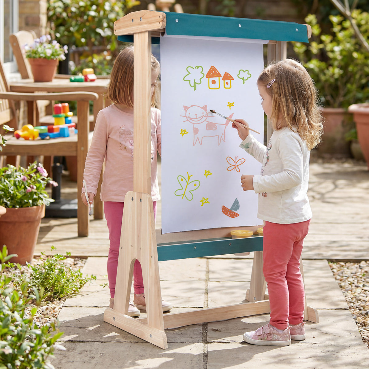 Wooden Art Easel for Kids with Transparent Board and Paper Roll, Natural Art Easels at Gallery Canada