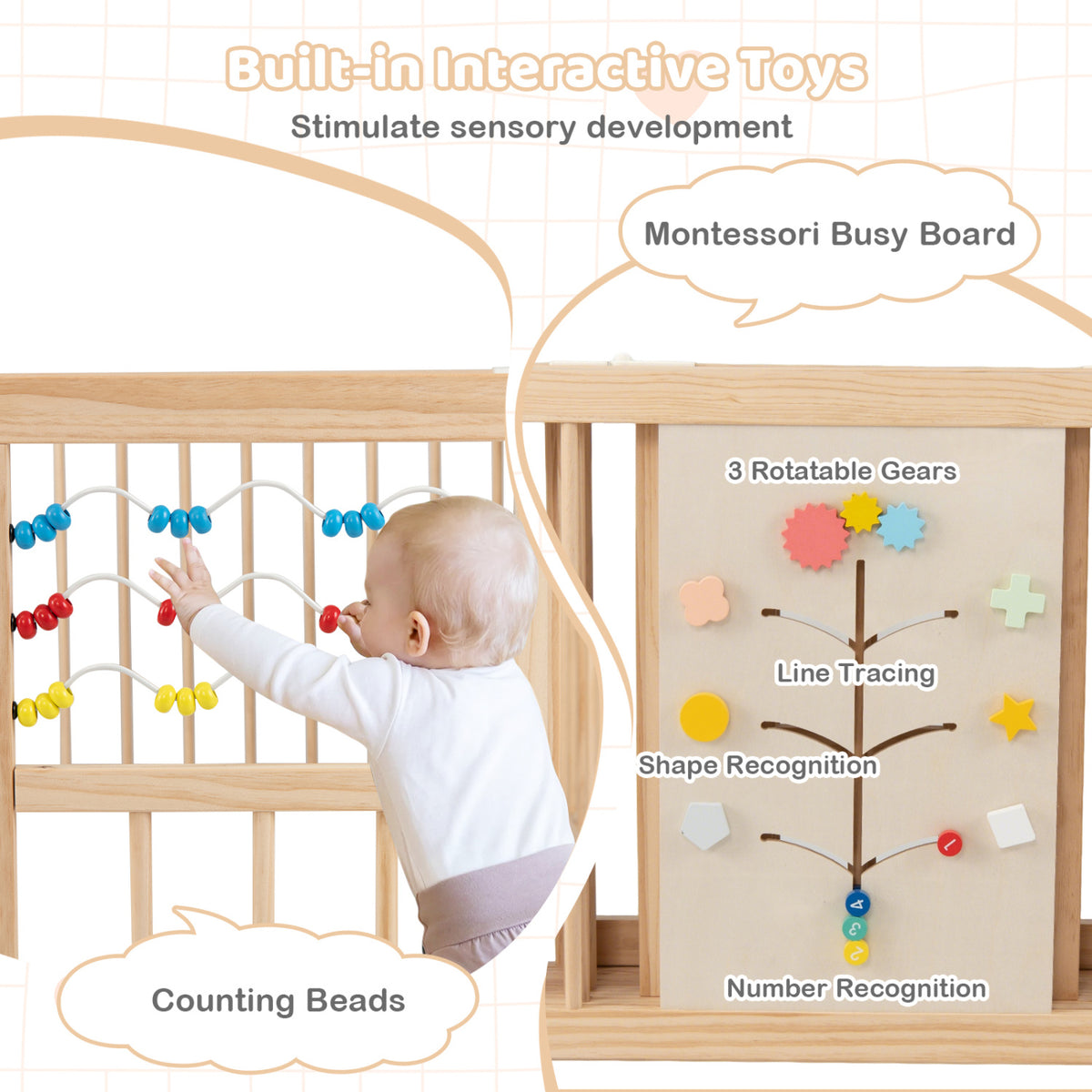 Wooden Baby Playpen, Adjustable Large Play Yard, Natural Baby Playpen & Playards at Gallery Canada