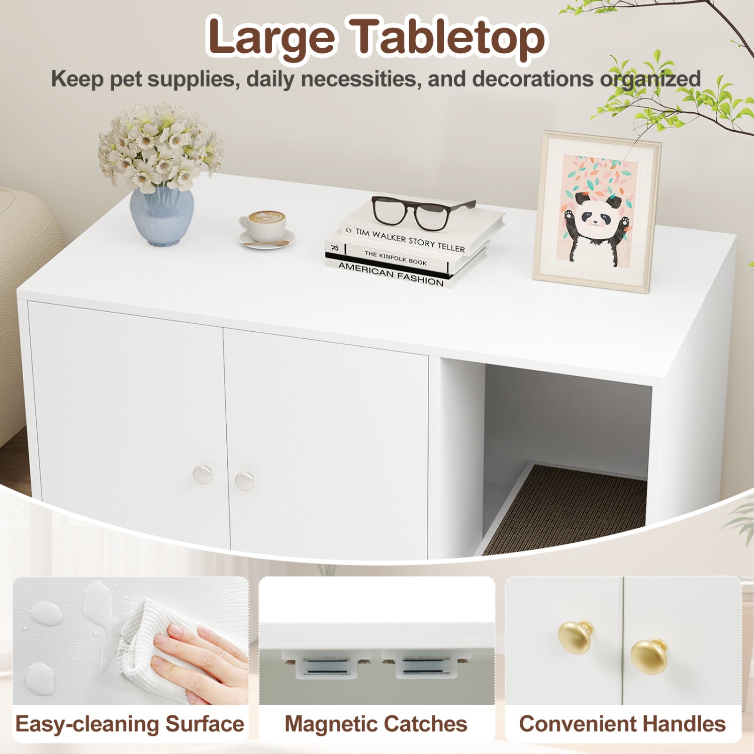 Wooden Cat Litter Box Enclosure, With Scratching Board, White Cat Houses at Gallery Canada