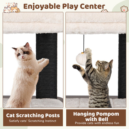 Wooden Cat Tower Top Perch with Soft Padding, Brown Cat Trees Condos & Scratchers at Gallery Canada