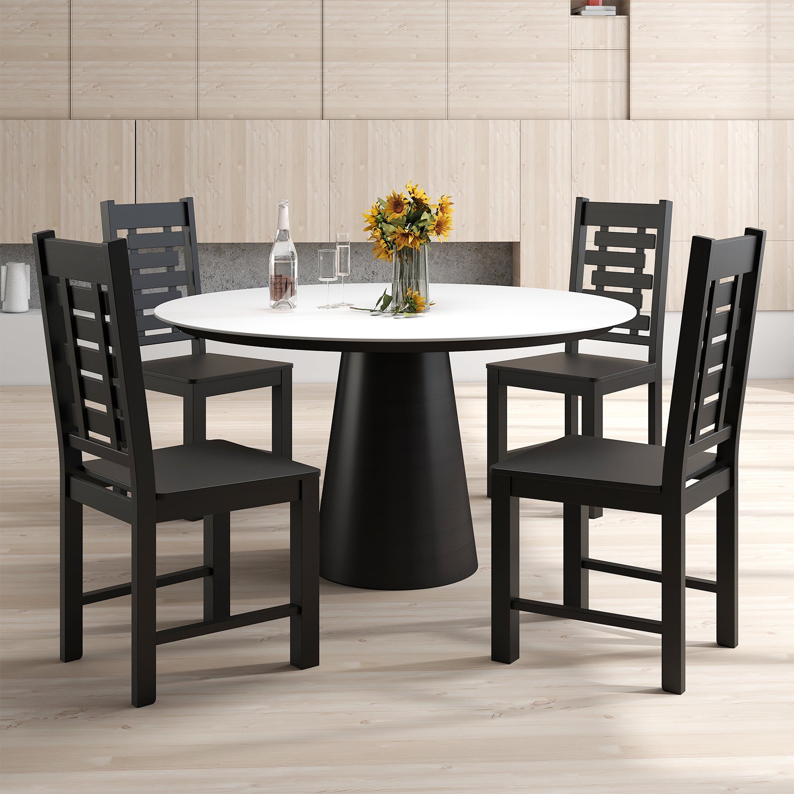 Solid Rubber Wood Dining Chair Set, 2 Chairs, Black Dining Chairs at Gallery Canada