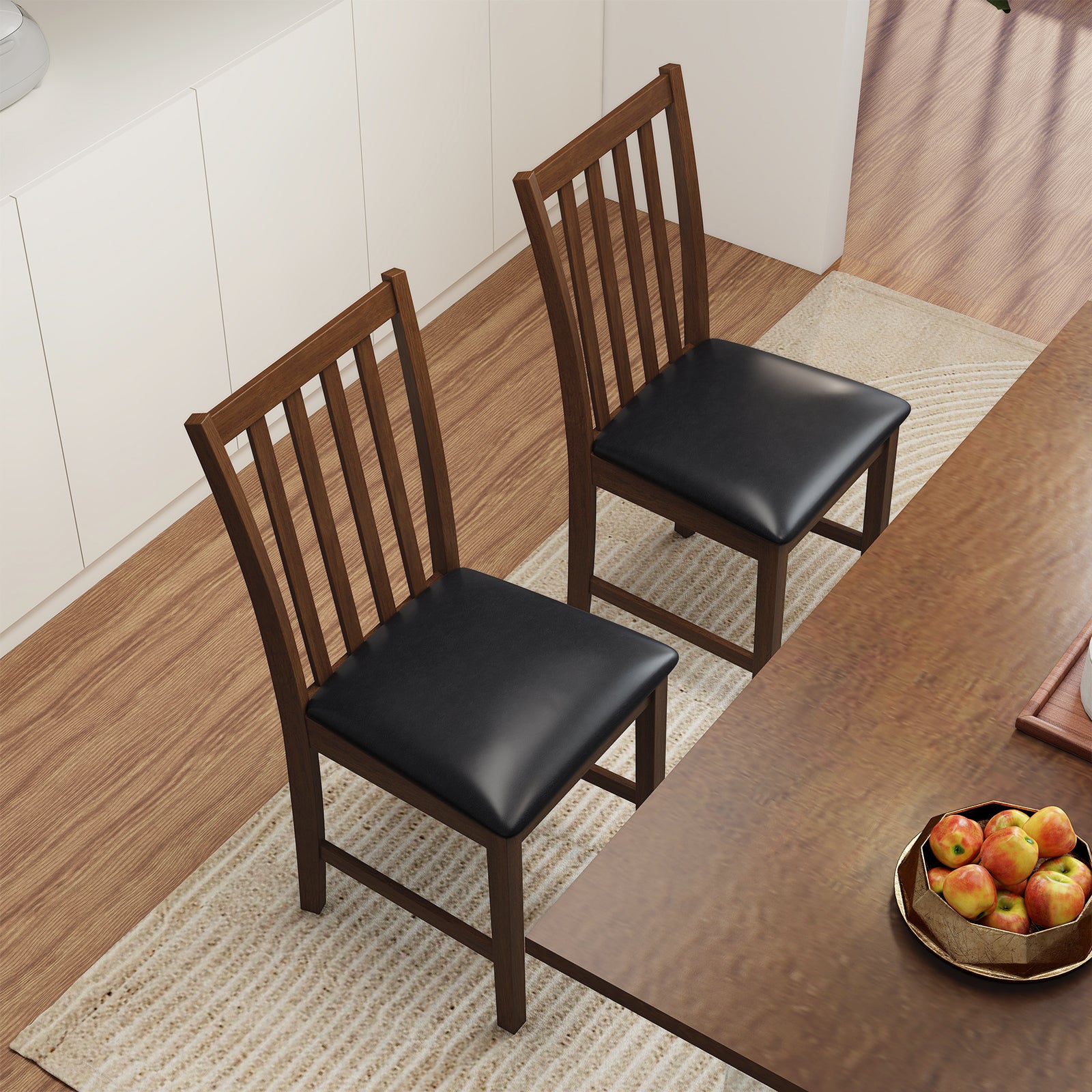 Wooden Dining Chair Set, 2 Chairs, Rubber Wood Frame, Padded Seat, Brown Dining Chairs at Gallery Canada