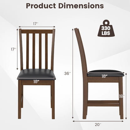 Wooden Dining Chair Set, 2 Chairs, Rubber Wood Frame, Padded Seat, Brown Dining Chairs at Gallery Canada
