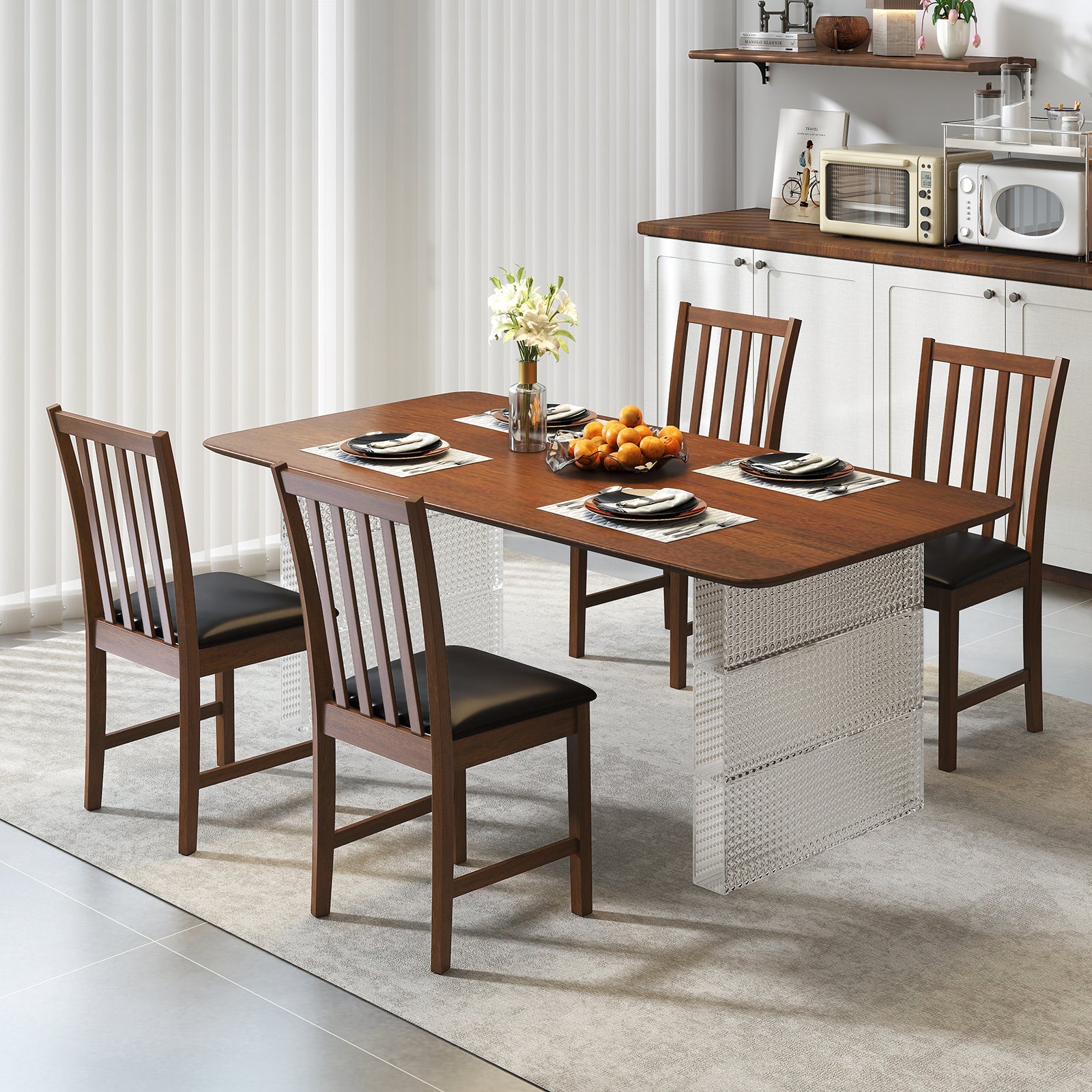 Wooden Dining Chair Set, 2 Chairs, Rubber Wood Frame, Padded Seat, Brown Dining Chairs at Gallery Canada