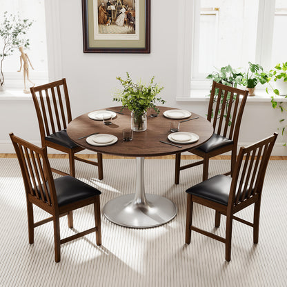 Wooden Dining Chair Set, 2 Chairs, Rubber Wood Frame, Padded Seat, Brown Dining Chairs at Gallery Canada