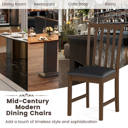 Wooden Dining Chair Set, 2 Chairs, Rubber Wood Frame, Padded Seat, Brown Dining Chairs at Gallery Canada
