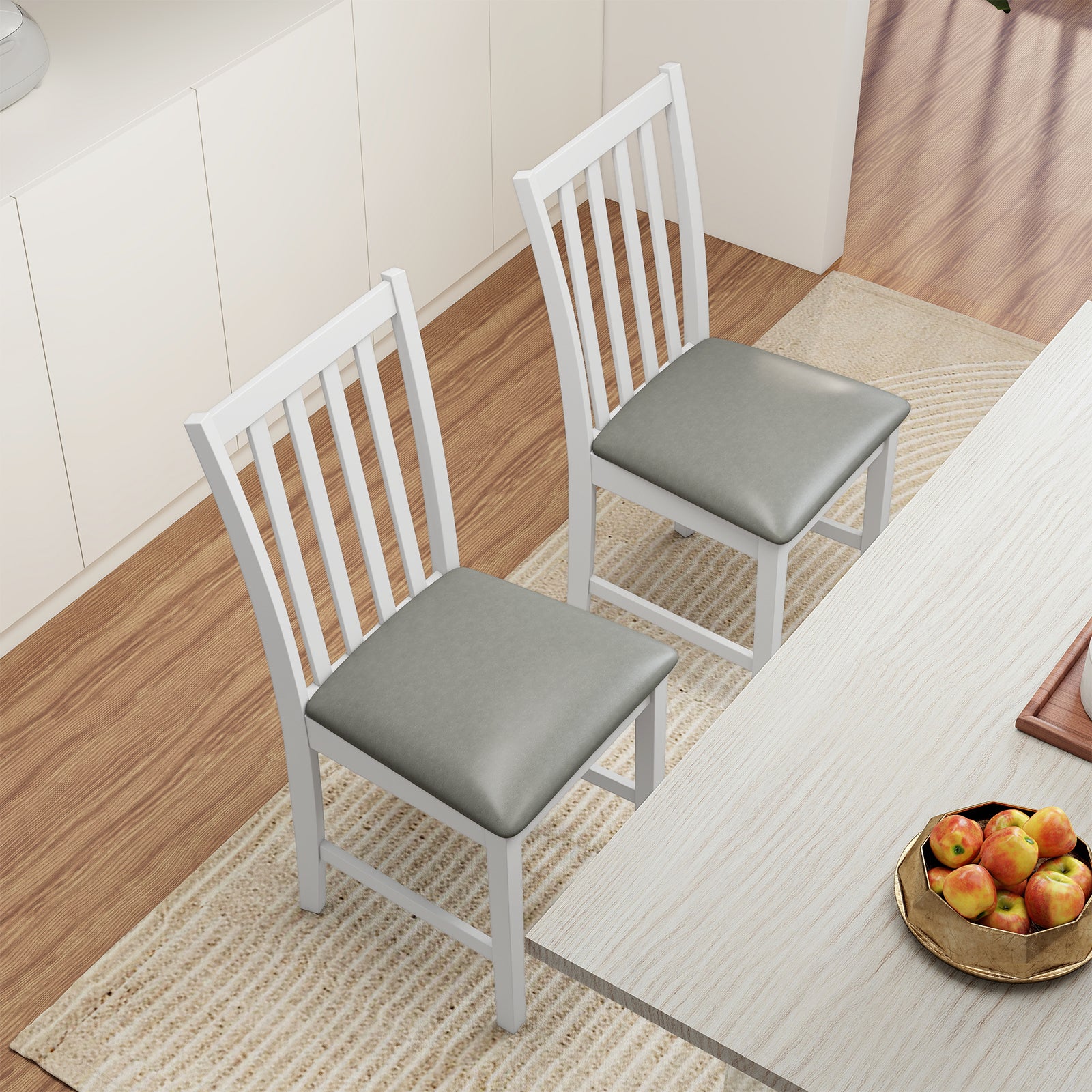 Wooden Dining Chair Set Of 2, Rubber Wood Frame, White Dining Chairs at Gallery Canada