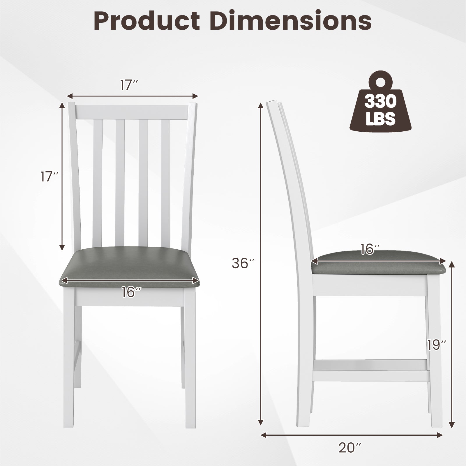Wooden Dining Chair Set Of 2, Rubber Wood Frame, White Dining Chairs at Gallery Canada