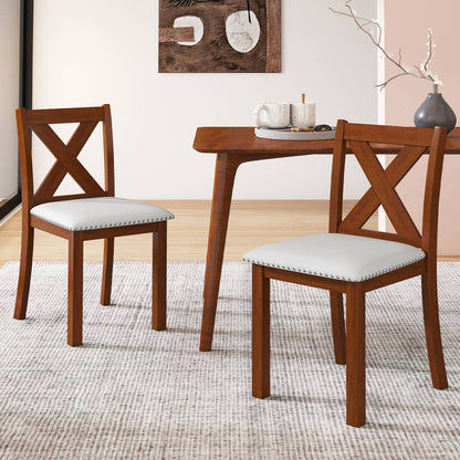 Wooden Dining Chair Set Of 2, Padded Seat, Curved Back, Beige Dining Chairs at Gallery Canada