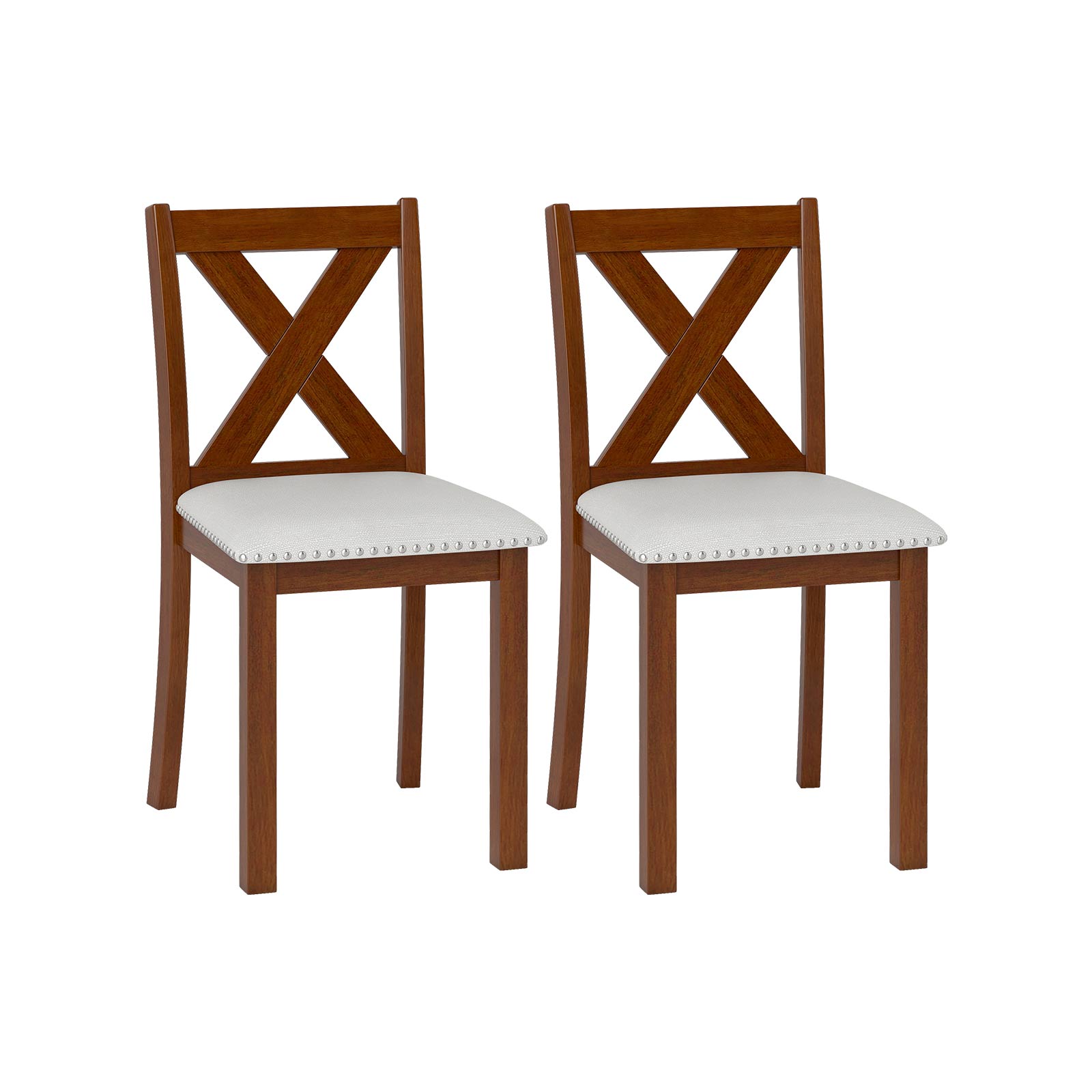 Wooden Dining Chair Set Of 2, Padded Seat, Curved Back, Beige Dining Chairs at Gallery Canada