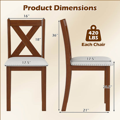 Wooden Dining Chair Set Of 2, Padded Seat, Curved Back, Beige Dining Chairs at Gallery Canada