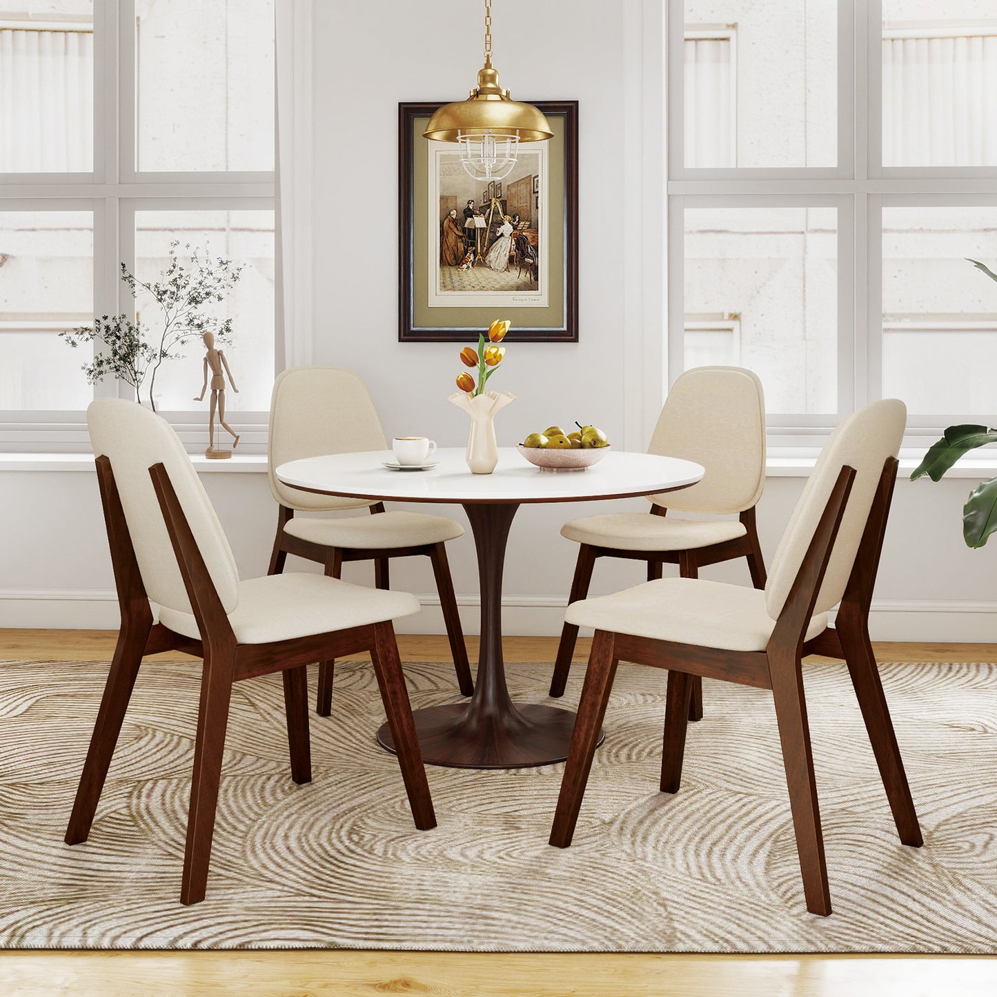 Wooden Dining Chair Set Of 4, Mid-Century Modern, Brown Dining Chairs at Gallery Canada