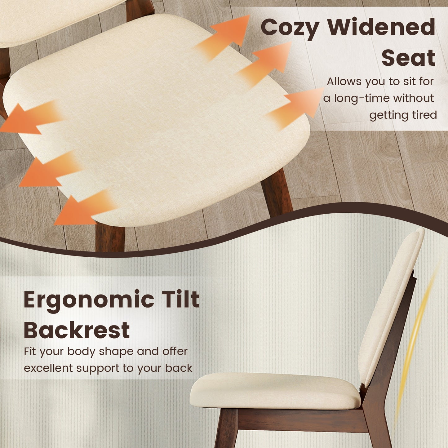 Wooden Dining Chair Set Of 4, Mid-Century Modern, Brown Dining Chairs at Gallery Canada