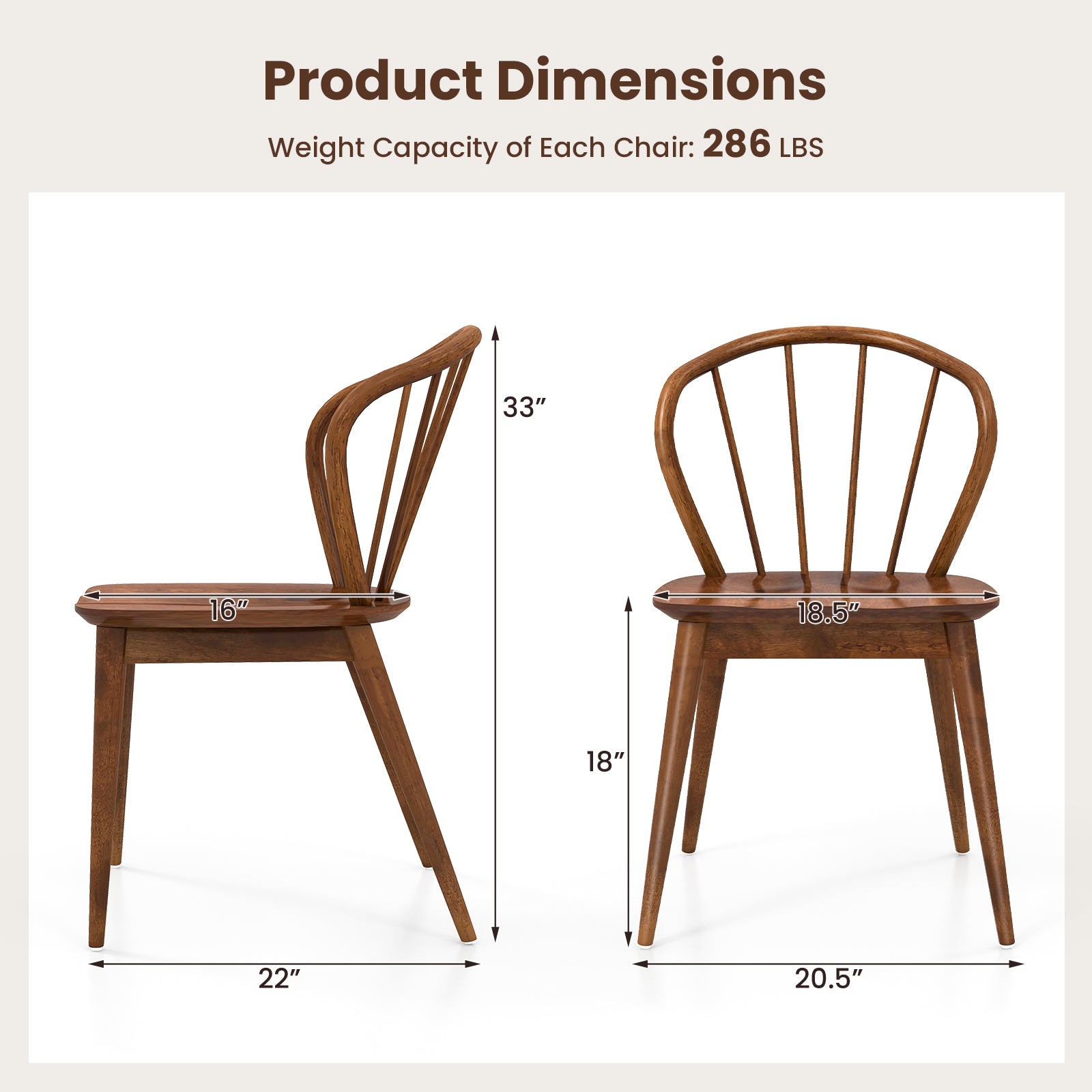 Wooden Dining Chair Set Of 2, Walnut Dining Chairs at Gallery Canada