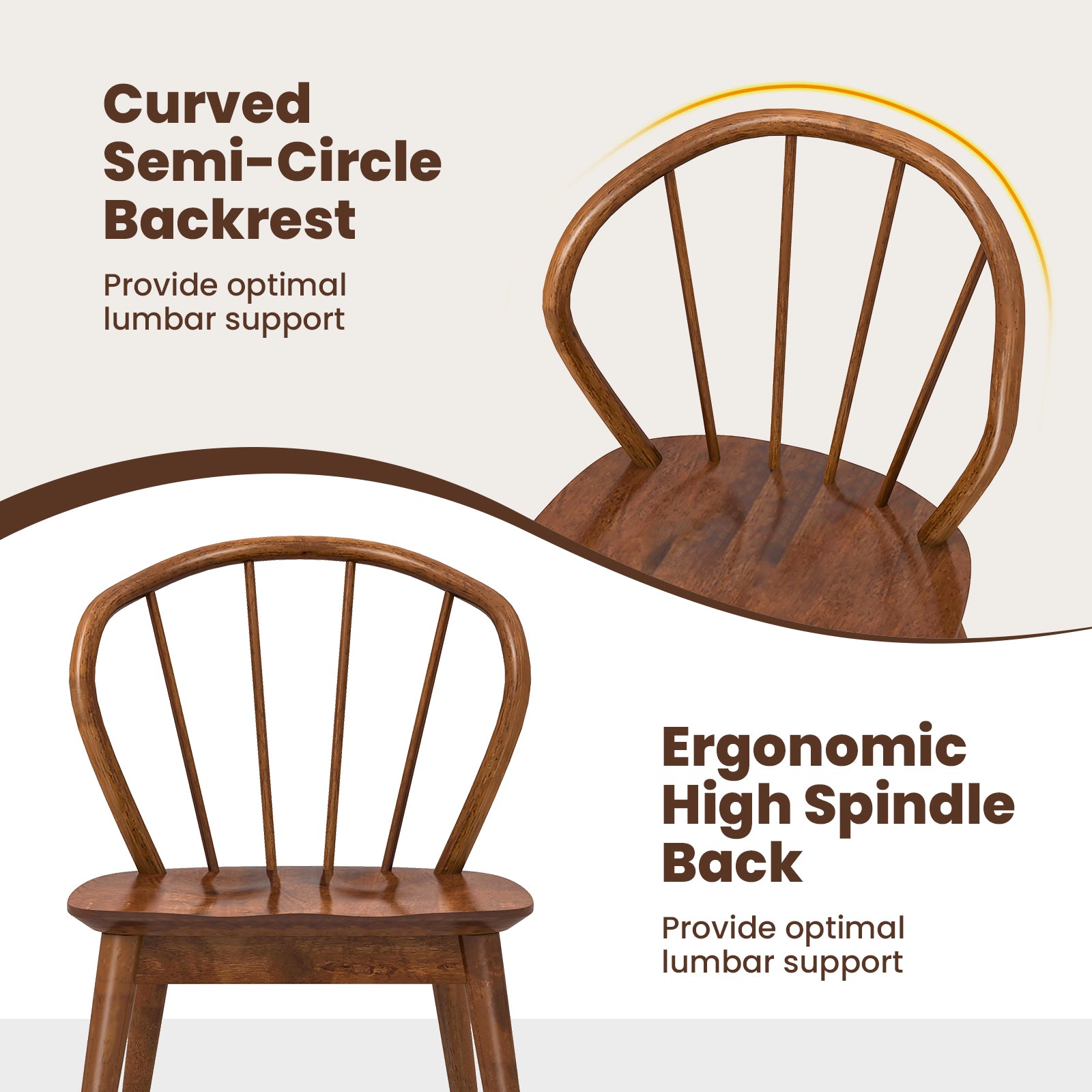 Wooden Dining Chair Set Of 2, Walnut Dining Chairs at Gallery Canada