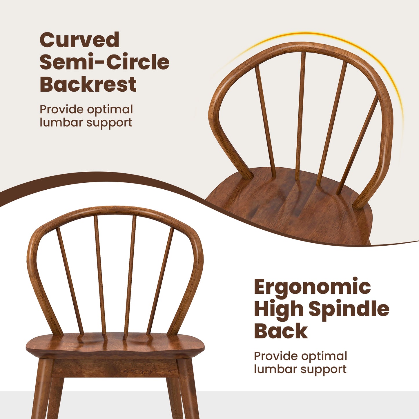 Wooden Dining Chair Set Of 2, Walnut Dining Chairs at Gallery Canada