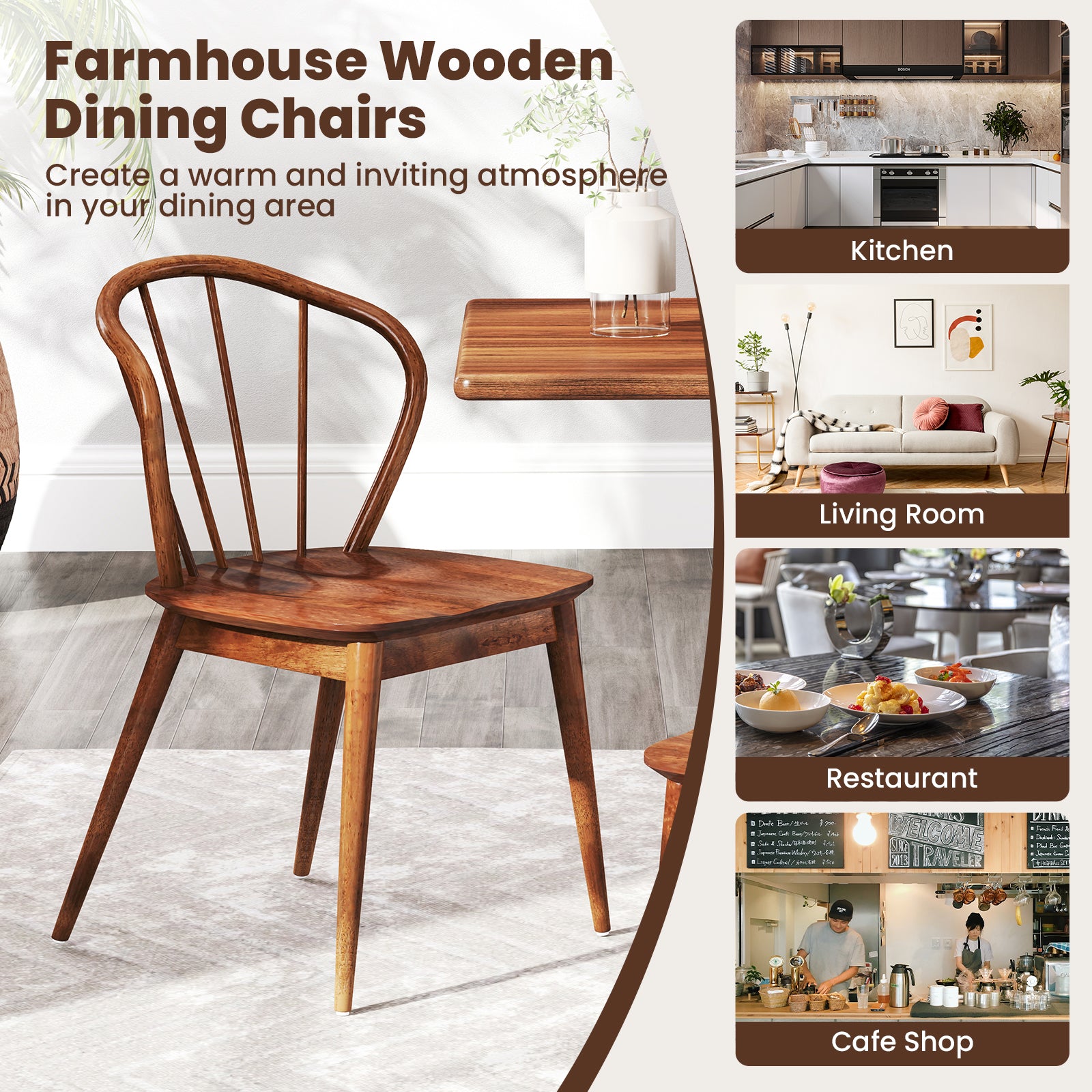 Wooden Dining Chair Set Of 2, Walnut Dining Chairs at Gallery Canada