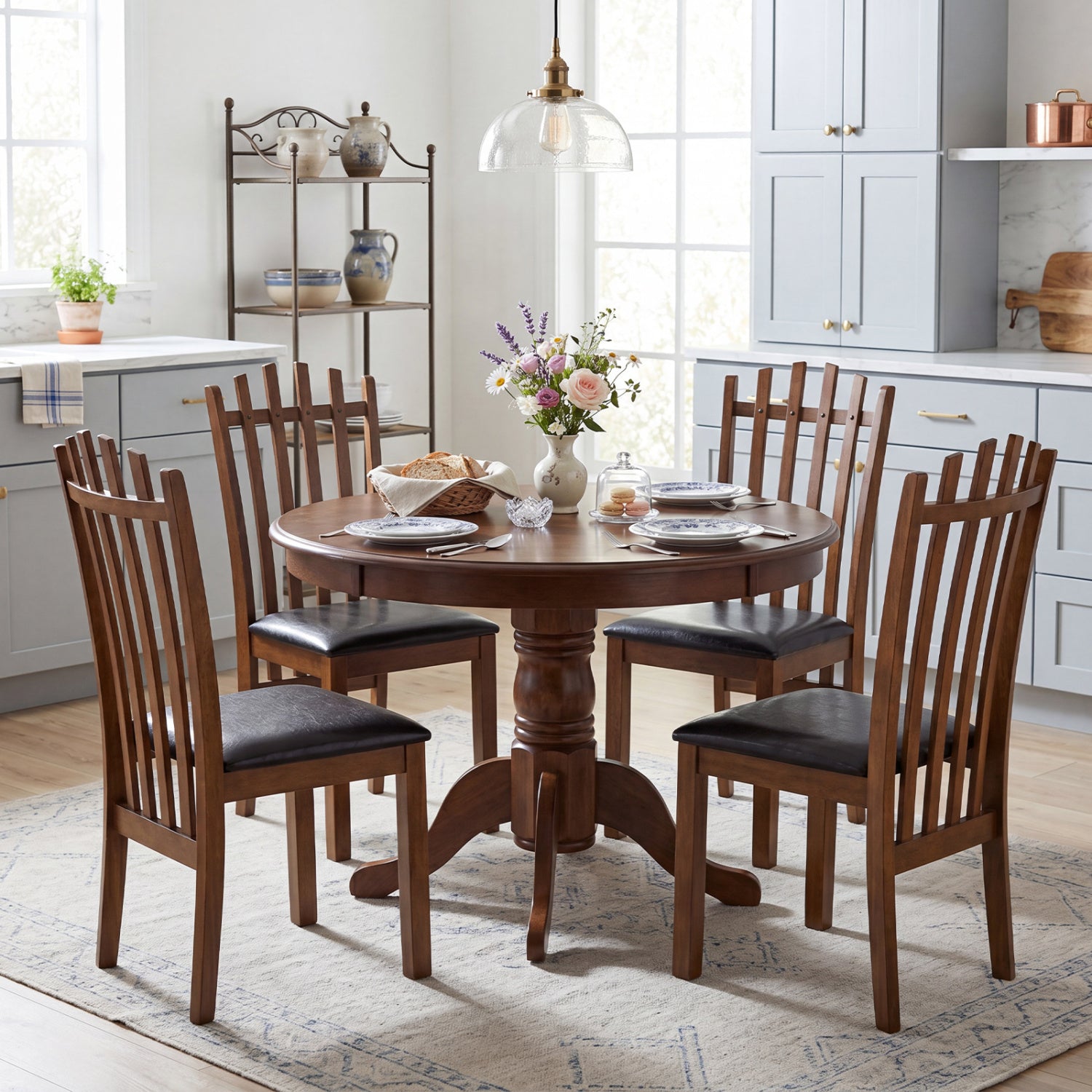 Wooden Dining Chair Set of 4, Spindle Back, Black Dining Chairs at Gallery Canada