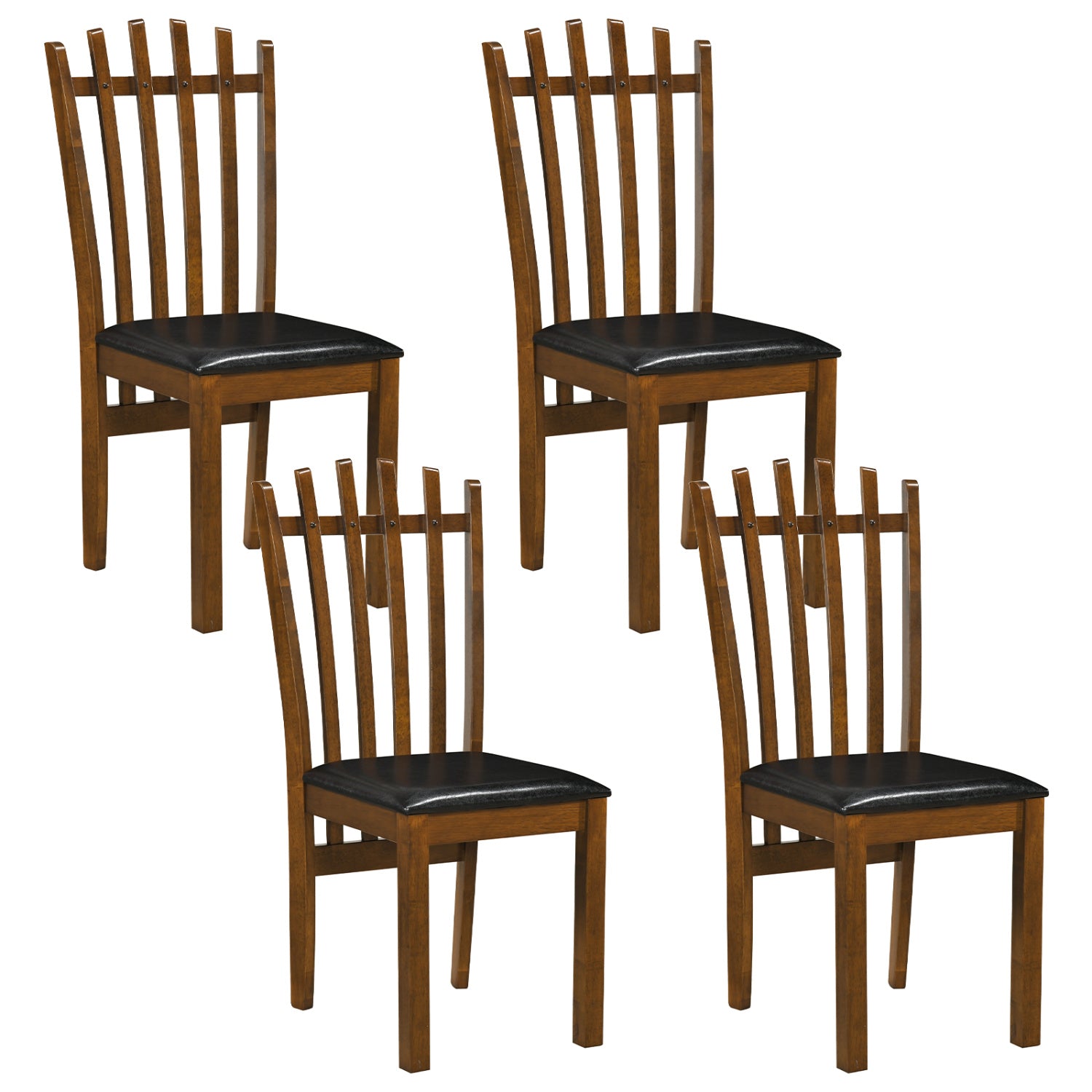 Wooden Dining Chair Set of 4, Spindle Back, Black Dining Chairs Black at Gallery Canada