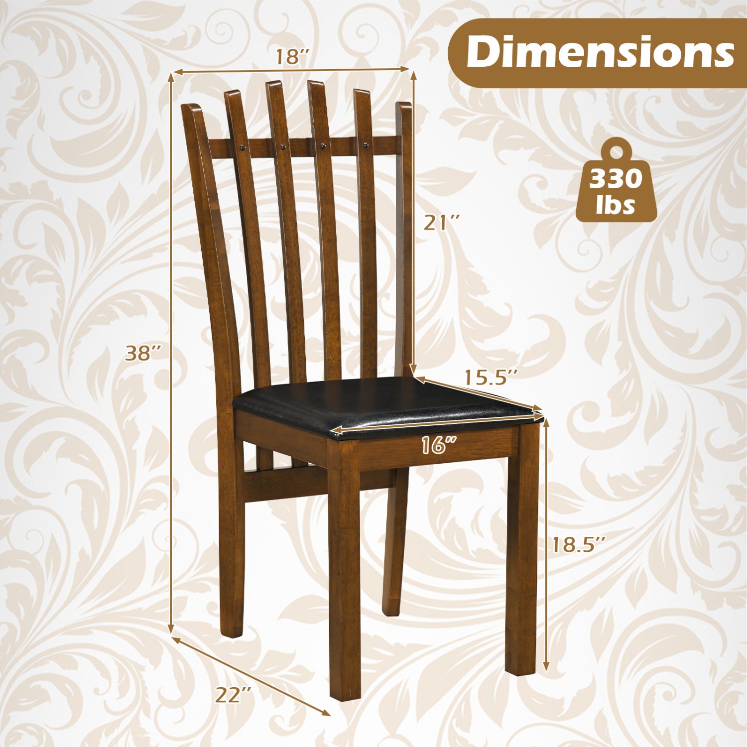 Wooden Dining Chair Set of 4, Spindle Back, Black Dining Chairs at Gallery Canada