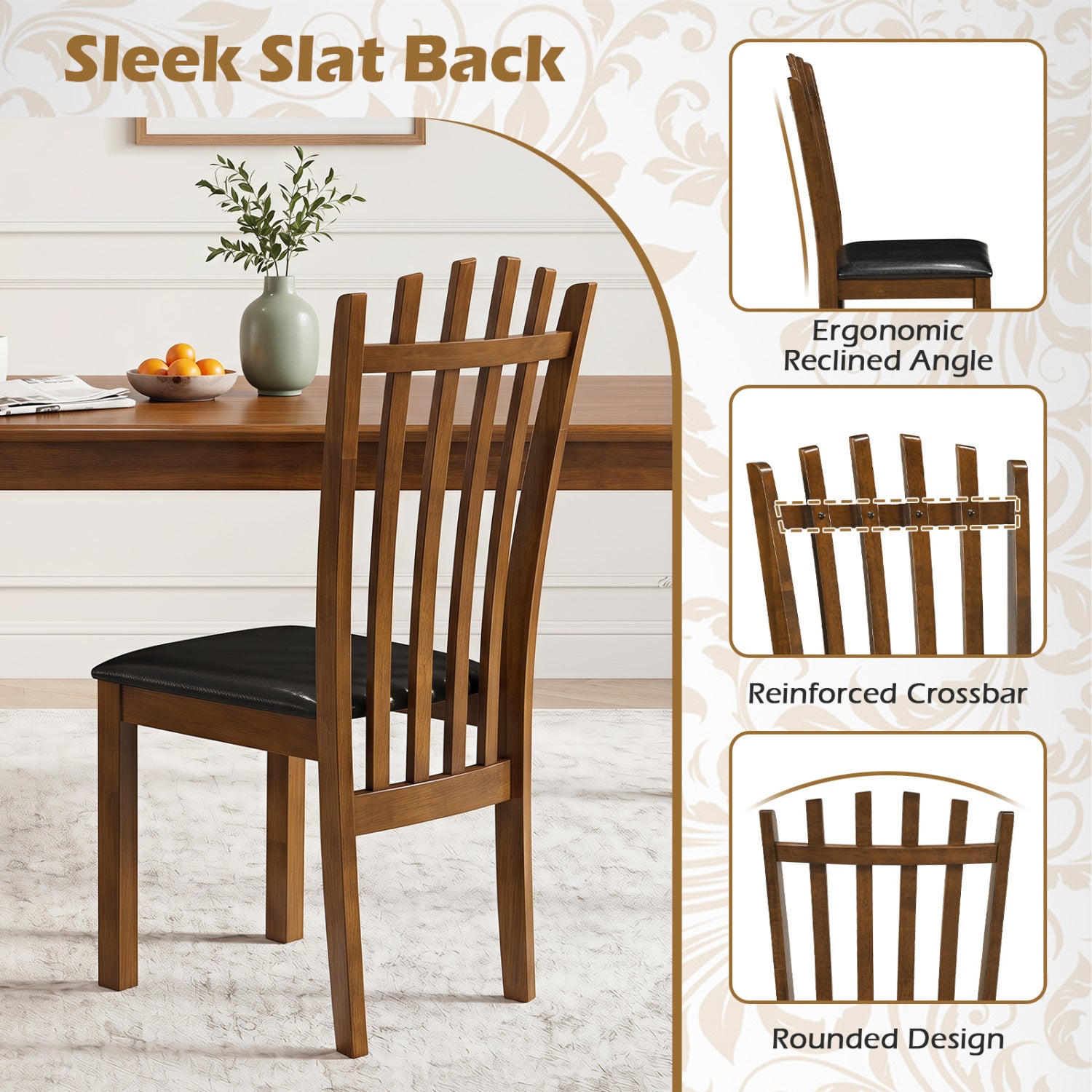 Wooden Dining Chair Set of 4, Spindle Back, Black Dining Chairs at Gallery Canada
