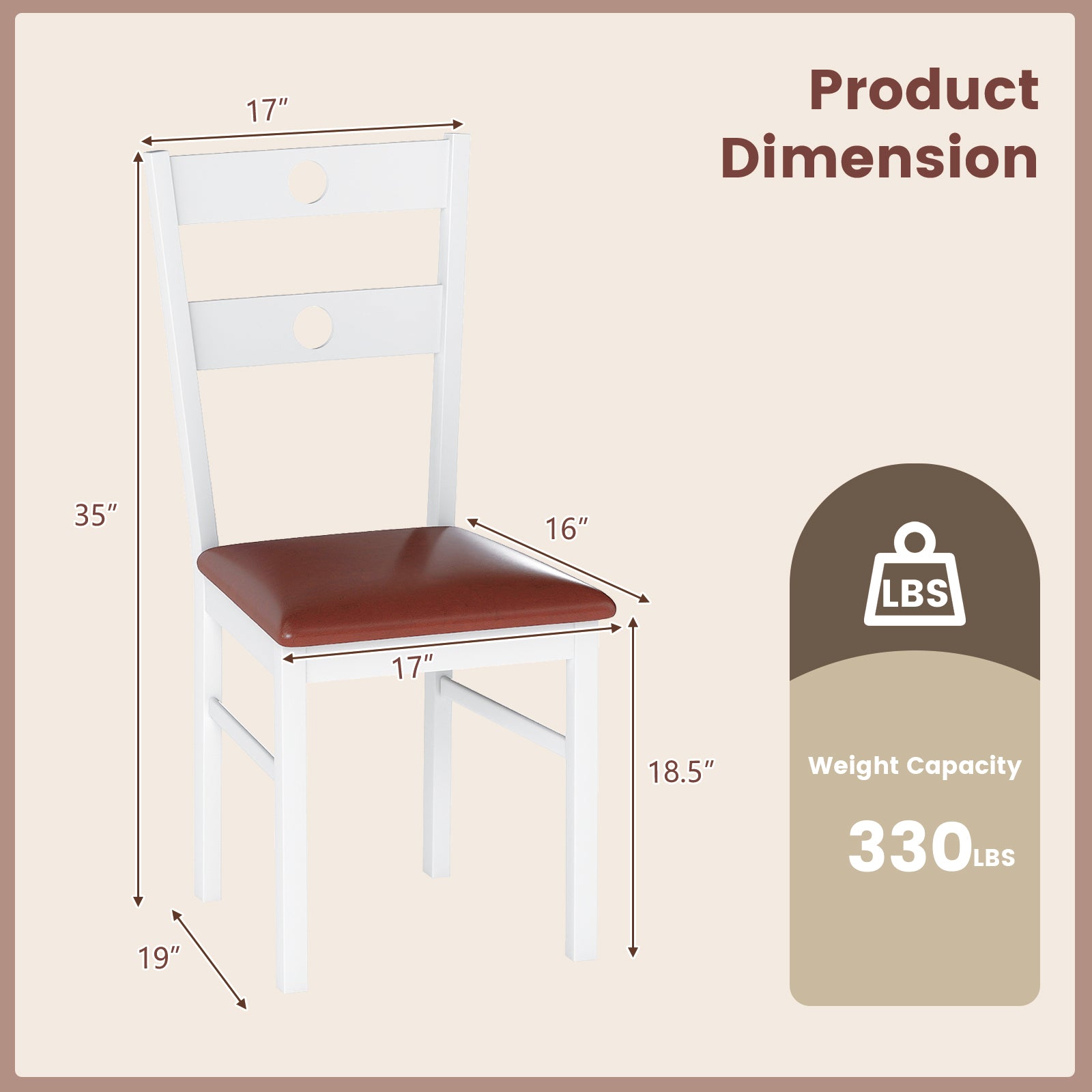 Wooden Dining Chairs Set of 4 Armless Kitchen Chairs with Hollowed Backrest, White Dining Chairs at Gallery Canada