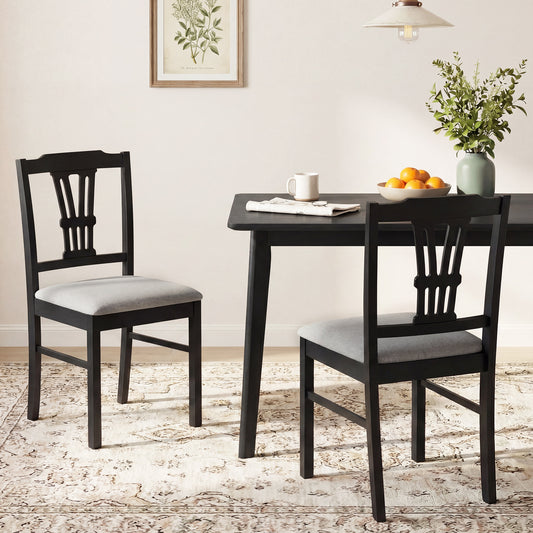 Wooden Dining Chairs Set of 2 Upholstered Kitchen Chairs with Solid Rubber Wood Frame, Gray Dining Chairs Gray at Gallery Canada