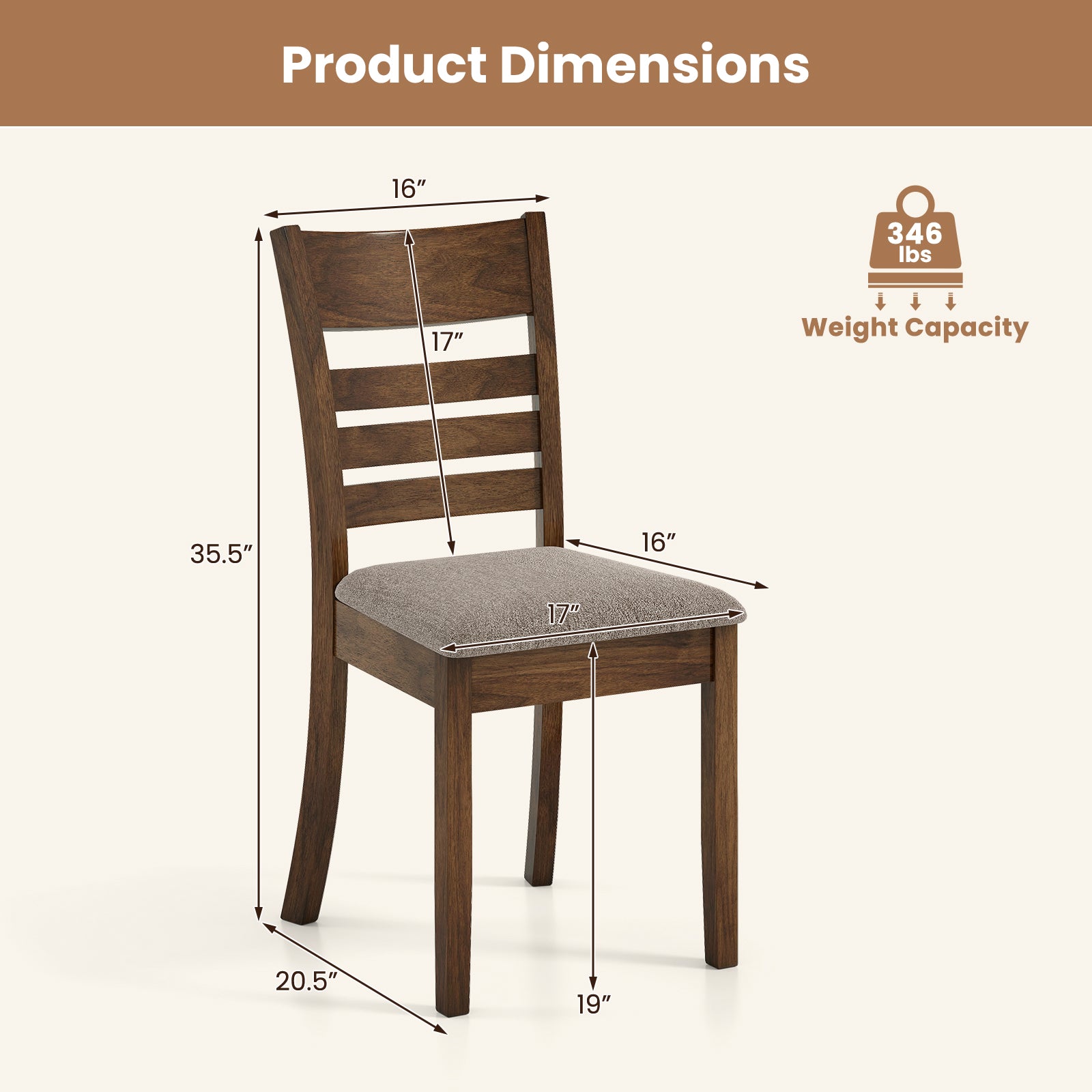 Wooden Dining Chairs Set Of 4, Upholstered Kitchen Chairs, Brown Dining Chairs at Gallery Canada