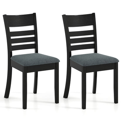 Wooden Dining Chairs Set of 2, Upholstered Kitchen Chairs, Rubber Wood Frame, Black Dining Chairs at Gallery Canada