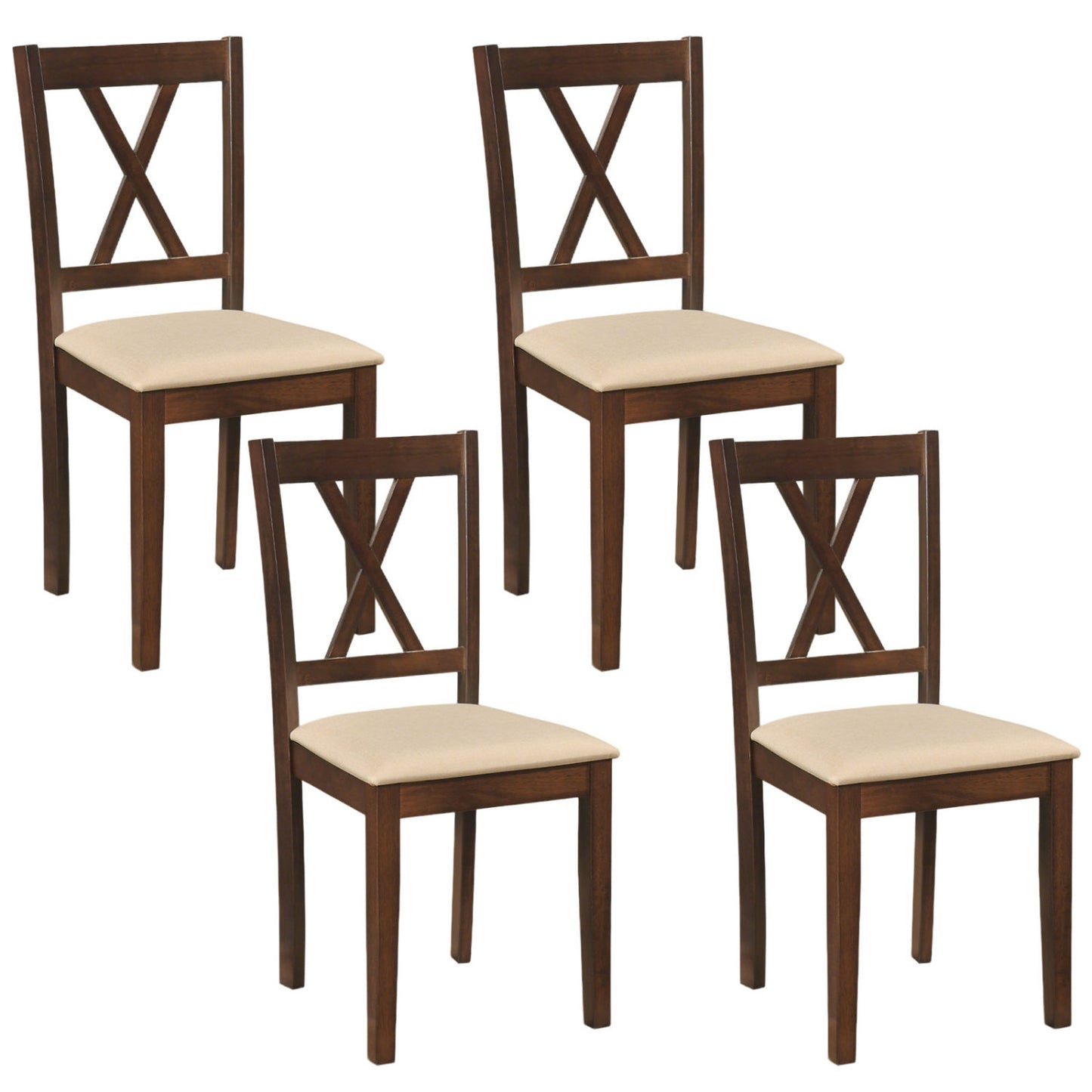 Wooden Dining Chairs Set of 4, Fabric Upholstered, Walnut Dining Chairs at Gallery Canada