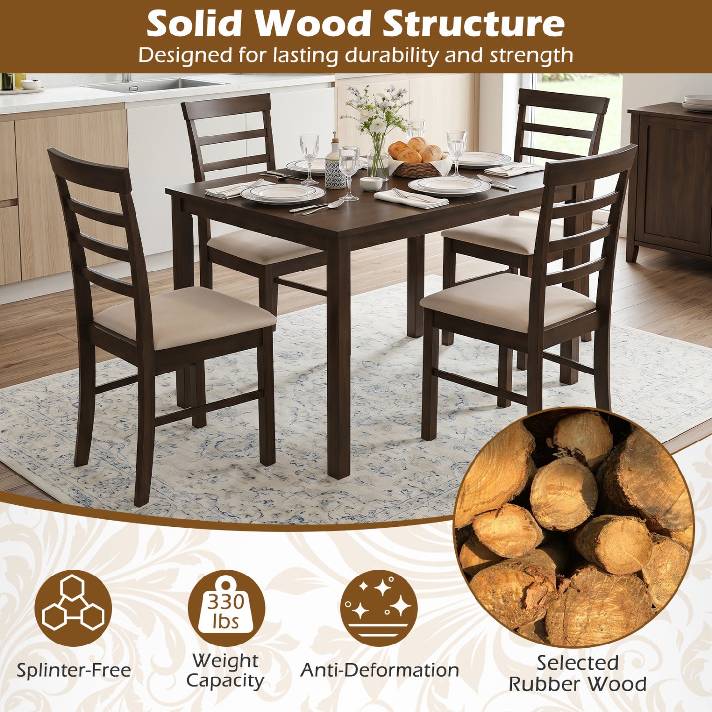 Wooden Dining Chairs Set of 4, Brown Dining Chairs at Gallery Canada