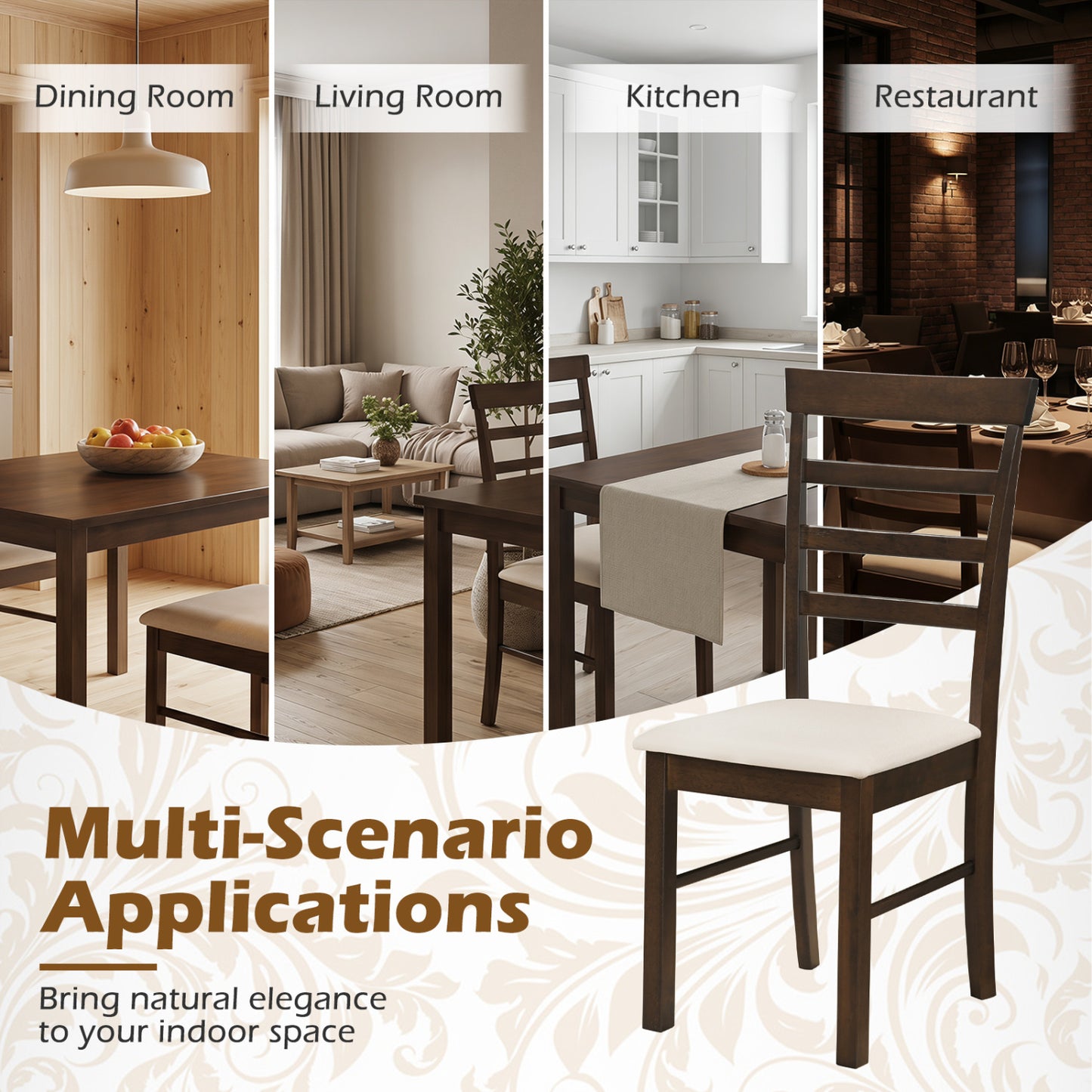 Wooden Dining Chairs Set of 4, Brown Dining Chairs at Gallery Canada