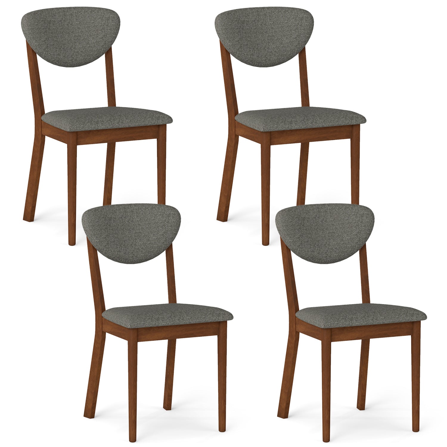 Wooden Dining Chairs Set of 4, Padded Seat, Gray Dining Chairs Gray at Gallery Canada