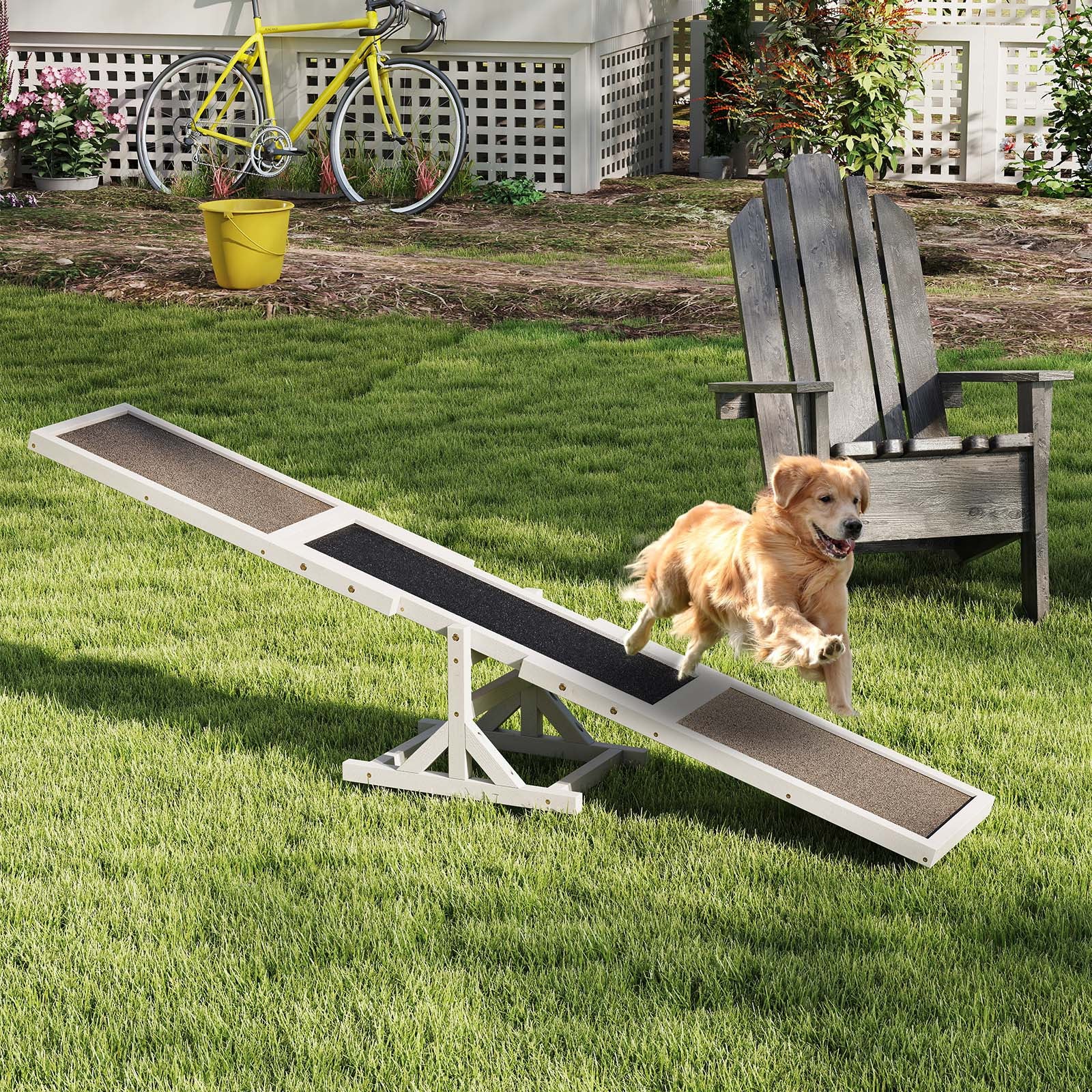 Wooden Dog Agility Seesaw, Outdoor Obstacle Course Toy, White Dog Supplies at Gallery Canada