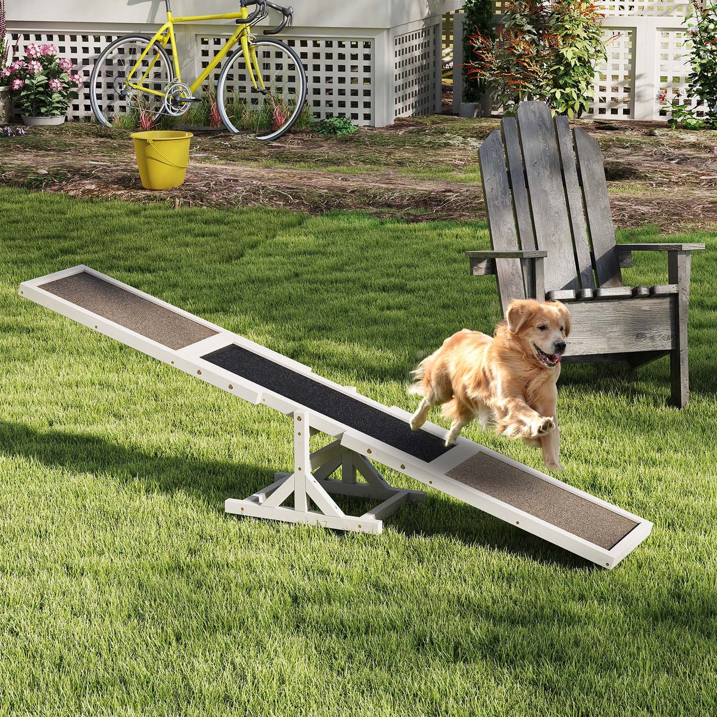 Wooden Dog Agility Seesaw, Outdoor Obstacle Course Toy, White Dog Supplies at Gallery Canada