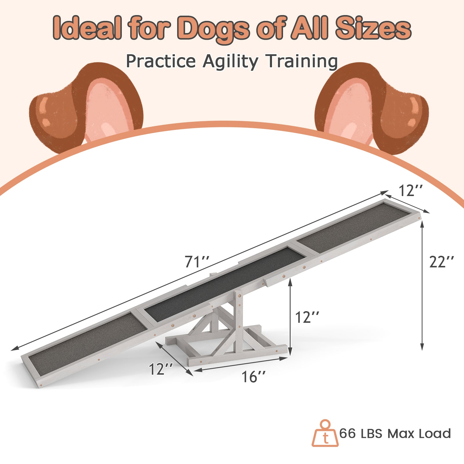 Wooden Dog Agility Seesaw, Outdoor Obstacle Course Toy, White Dog Supplies at Gallery Canada