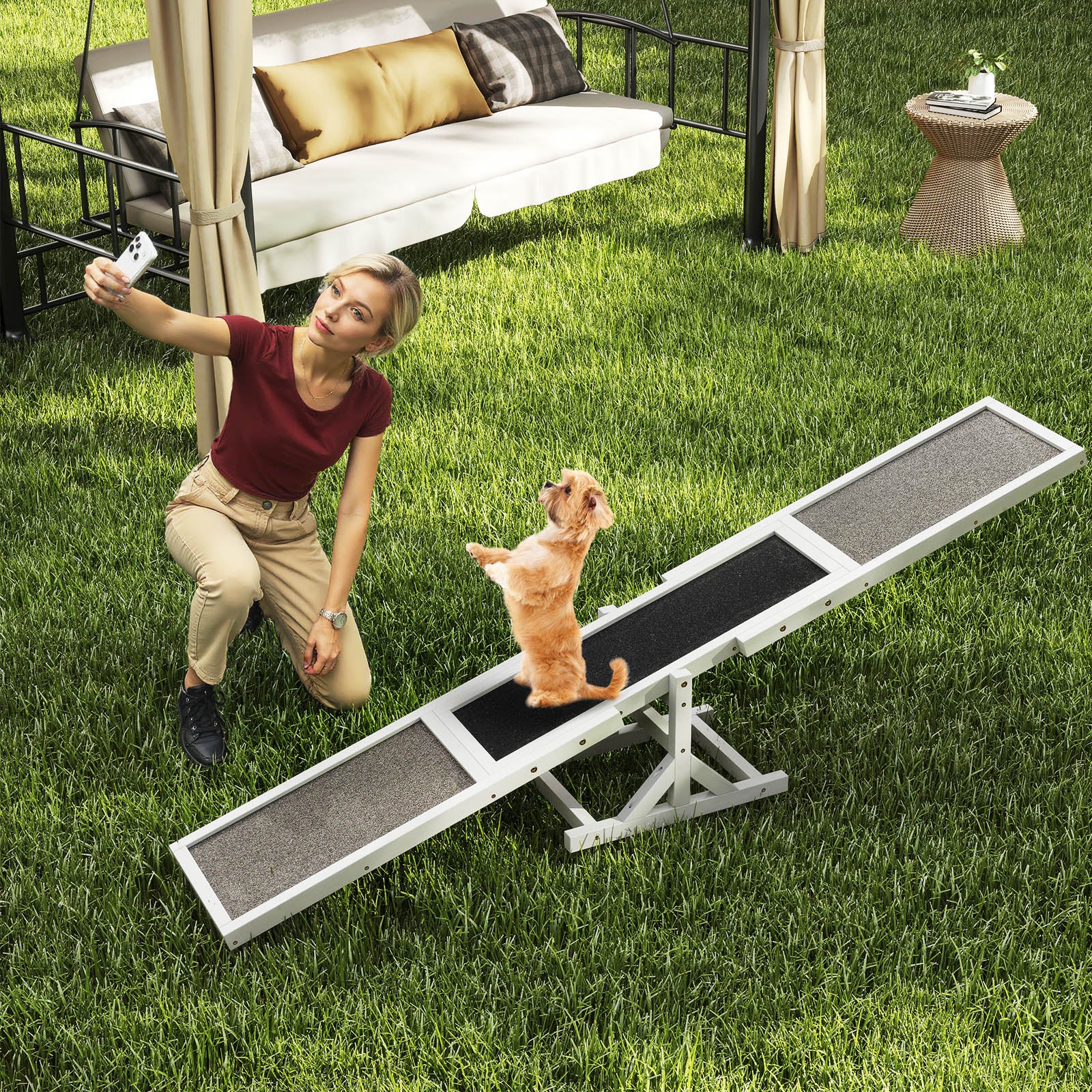 Wooden Dog Agility Seesaw, Outdoor Obstacle Course Toy, White Dog Supplies at Gallery Canada