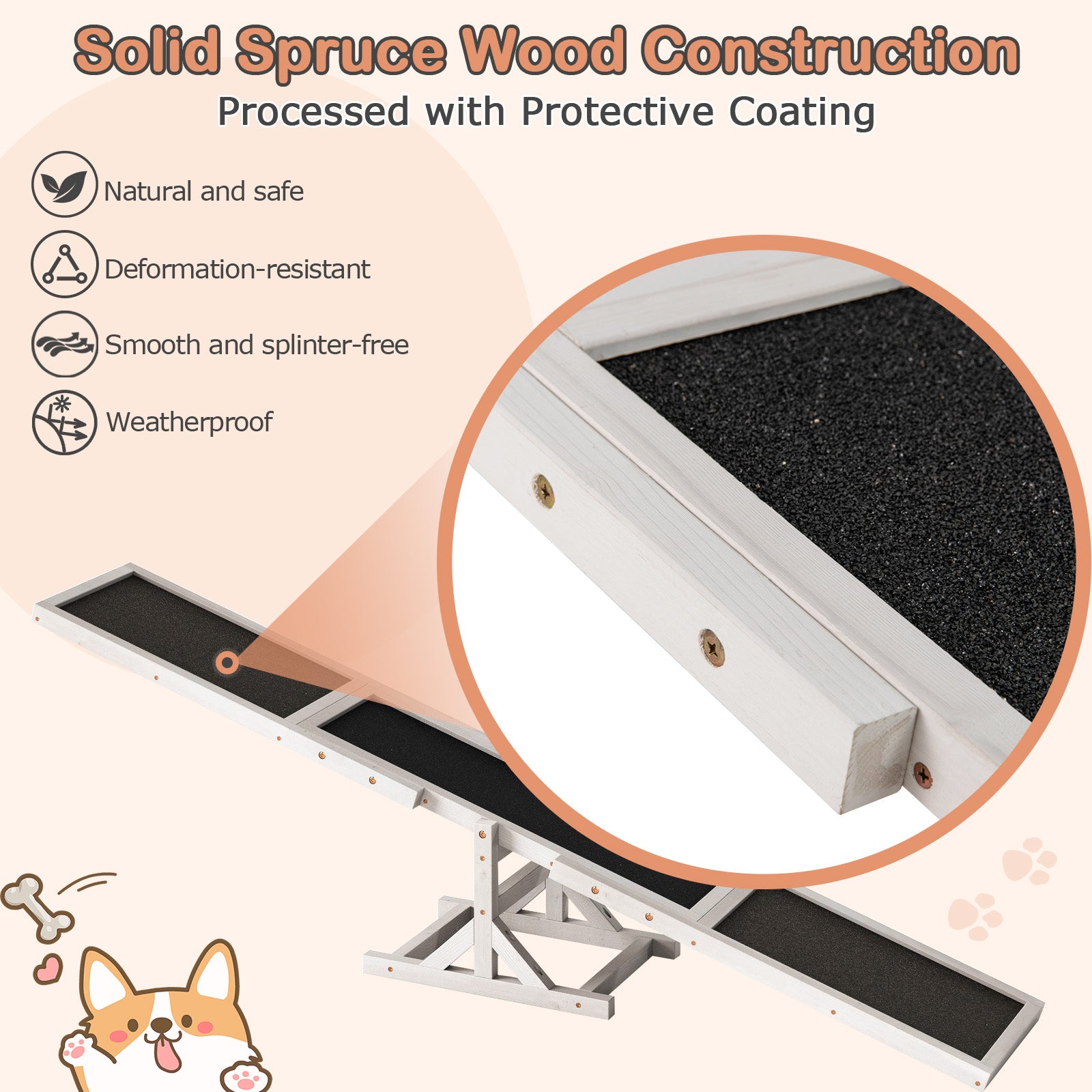 Wooden Dog Agility Seesaw, Outdoor Obstacle Course Toy, White Dog Supplies at Gallery Canada