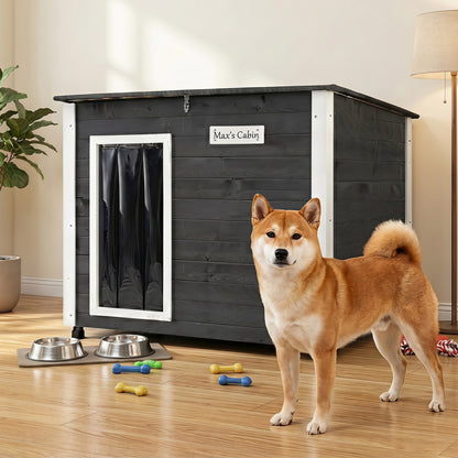 Wooden Dog House Outdoor, Natural Spruce Wood, Removable Floor, Openable Roof, S Dog Kennels at Gallery Canada
