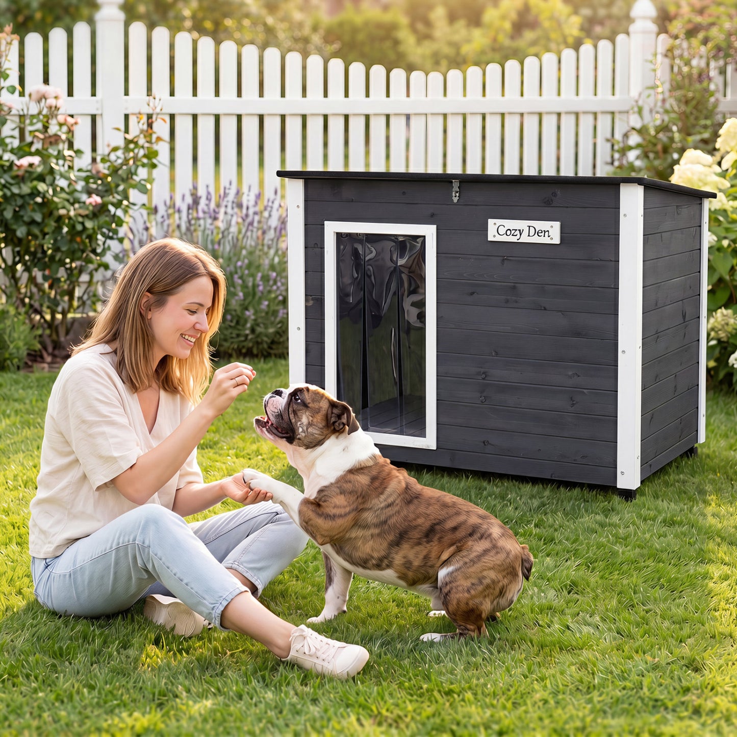 Wooden Dog House Outdoor, Natural Spruce Wood, Removable Floor, Openable Roof, S Dog Kennels at Gallery Canada