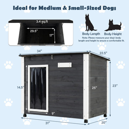Wooden Dog House Outdoor, Natural Spruce Wood, Removable Floor, Openable Roof, S Dog Kennels at Gallery Canada