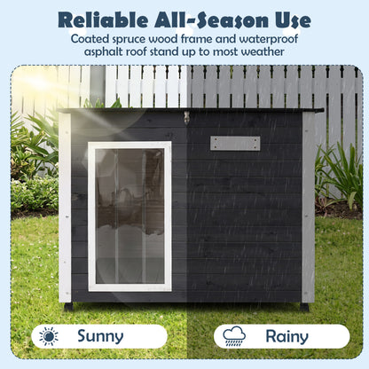 Wooden Dog House Outdoor, Natural Spruce Wood, Removable Floor, Openable Roof, S Dog Kennels at Gallery Canada