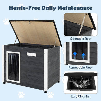 Wooden Dog House Outdoor, Natural Spruce Wood, Removable Floor, Openable Roof, S Dog Kennels at Gallery Canada